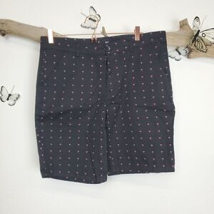 Public record black Bermuda shorts with flamingos